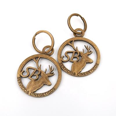 China Custom Casting Animal Brand Logo Carved Metal Stylish Design Shape Deer Keychains Metal For Promotional Gifts for sale