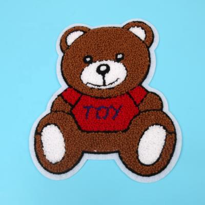 China cheap custom 3D sew on labels personalized design Teddy Bear Chenille Embroidery Patches for kids clothes for sale