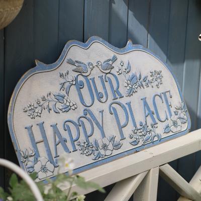 China Europe Hot Selling Place Tin Sign Decoration Metal Wall Happy Plate Horizontal Art Decorative for sale