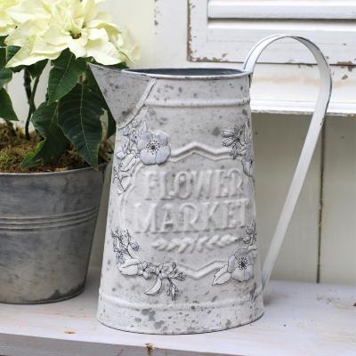 China Retro White Water Cans Farmhouse Style Iron Sheet Stand Easy Plant Planting Can Be Placed Pastoral Style Garden Decoration Metal for sale