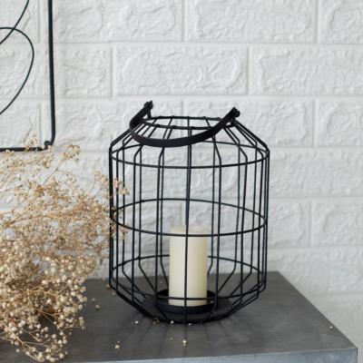 China Wedding Stage Decoration Vintage Decor Rustic Home Wedding Lighting Iron Candle Lantern Black Home Decoration Metal Sconce for sale