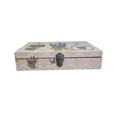 China With Lock Wooden Garden Farmhouse Storage Box Organizer In Lavender Color Design for sale