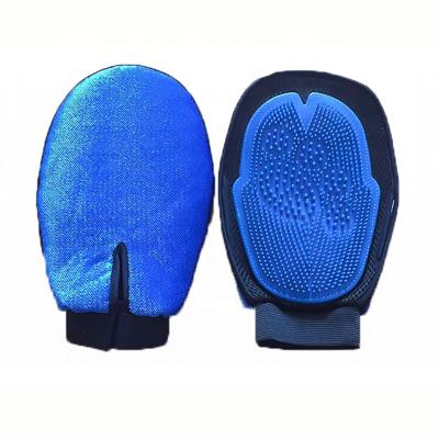 China Durable Double Side Black Nylon Knit Dog Remove Fur Pets Grooming Gloves Silicone Brush For Hair Removal for sale