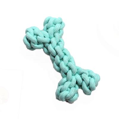 China Viable Puppy Teether Tug Bone Sharp Bites Knotted Hemp Rope Pet Toys Chew Toys Chase Molar Stick for sale