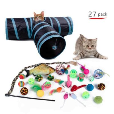 China Viable Amazon Cat Toy Sets Funny, High Quality Interactive Pet Feather Toys, Cat Toys With Tunnel for sale