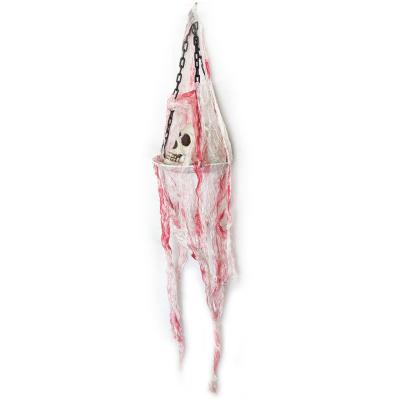 China Commercial Hanging Bloody Dish Halloween Skeleton Decoration with LED Color Changing Light for sale