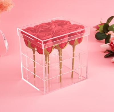 China Acrylic Square Flower Gift Box Box Clearrose Wedding Party Event Flower Decorations Shape Flowers Box for sale