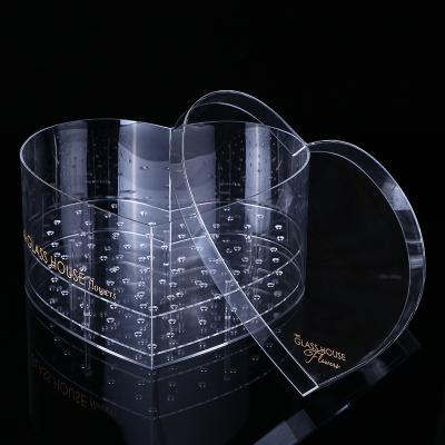 China Gift Flower Heart Shaped Box Clear Acrylic Packing Flowers Or Box For Flower Packing Gift for sale