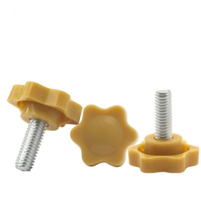 China Around Six Star Shape Plastic Cap Metal Thumb Screw Hand Tightening Knob Screw for sale