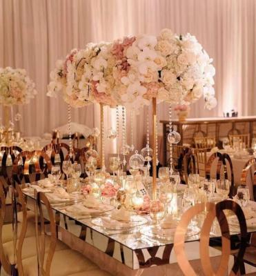 China Wedding Event Decorations 100cm Rectangle Gold Metal Flower Stand Square Wedding Table Tall Centerpiece Floral Decoration for sale