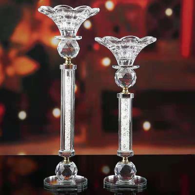 China SCCH-006 Wedding Lotus Top Flower Style Clear Glass Candle Holder Tall Glass Candle Holder For Wedding Tables Decor for sale