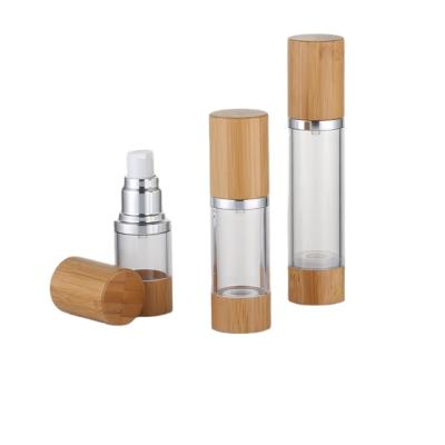 China 15/30/50ml eco-friendly bamboo airless bottle with bamboo pump, natural cosmetic packaging for sale