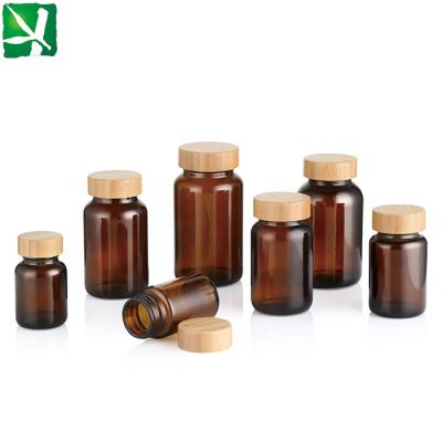 China Eco - Friendly Medicine Bottle With Bamboo Lid / Eco Friendly Bamboo Cosmetic Packaging for sale