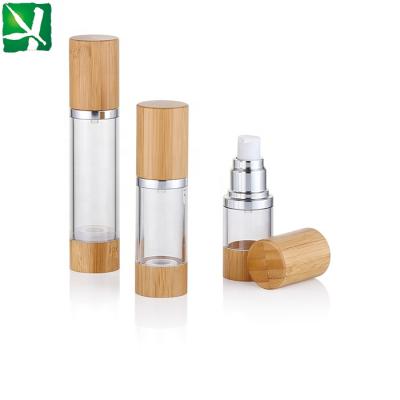 China 15/30/50ml eco-friendly bamboo airless bottle with bamboo pump, natural cosmetic packaging for sale