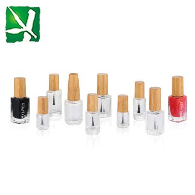 China Nail Polish Bottle Multi Shape Glass Nail Polish Bottles With Bamboo Lips for sale