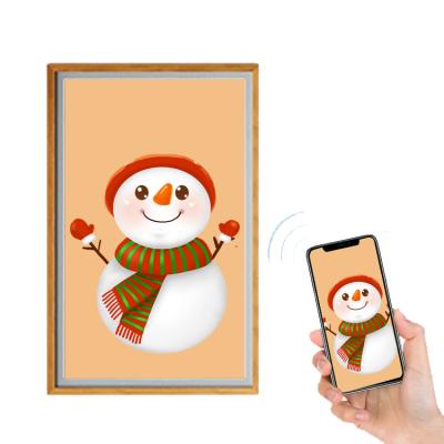 China Wifi 32 Inch 4K Display Screen Wooden WIFI APP Android APP nft Video Frame for sale