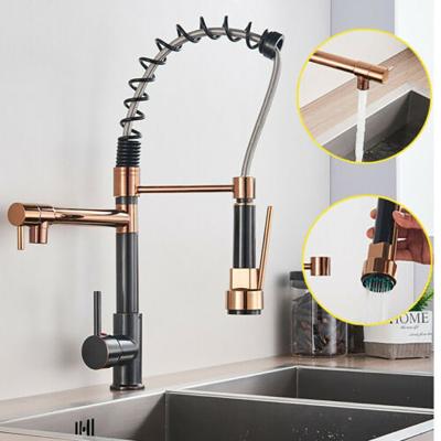 China Modern Venetio Pull Out Hot And Cold Surface Lead Brass Style Kitchen Sink Faucet Commercial Black Ceramic Graphic for sale