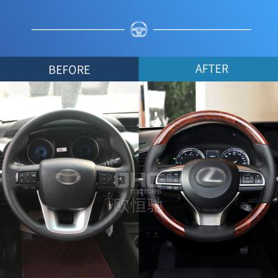 China Sports Wholesale Custom Leather Car Steering Wheel Fit For Toyota Hilux Prado Lexus ES LX470 Wooden Steering Wheel for sale