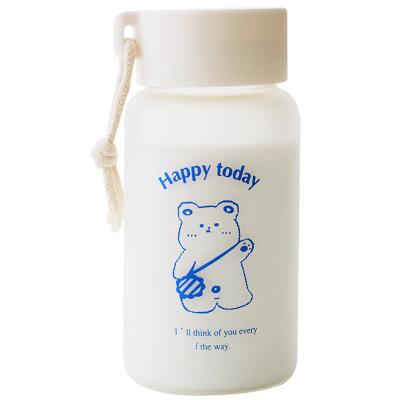 China High Quality Sustainable Bear Glass Water Bottle 500ml Borosilicate Cute Pig Frosted Glass Bottle for sale