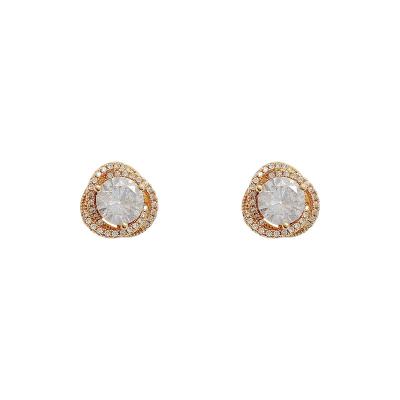 China Wholesale Ethnic Hot Selling Superb Snap Earrings Diamond Zircon Nest Circle Micro-inlaid Stud Earrings For Women for sale