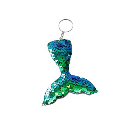 China Fasion 2021 new sequin mermaid key ring double sides dangle keychains sequin pendant bag for sale