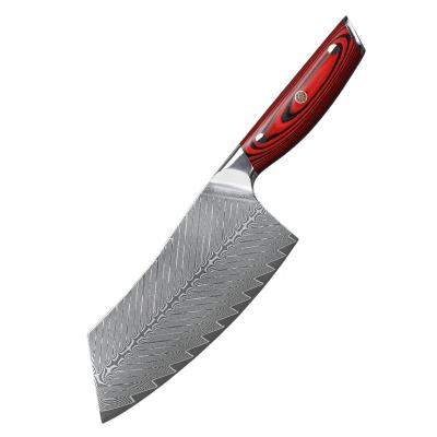 China Handle The Viable Group Of Ten 7 Inch Damascus Steel Butcher Kitchen Cleaver Knife for sale