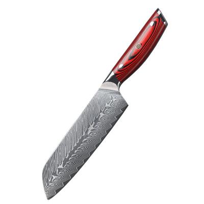 China Professional 7 inch damascus kitchen santoku steel viable knife for sale