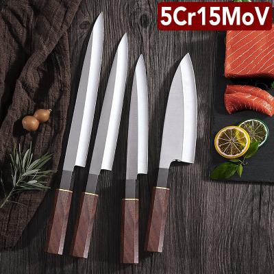 China Kitchen Disposable Chef Cooking Knives Stainless Steel Fish 5Cr15MOV Japanese Salmon Sashimi Sushi Knife For Hotel With Ebony Wood Handle for sale