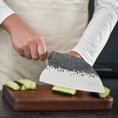 China Durable Japanese Chef Kitchen Knives Forged Knocking Down Butcher Serbian Carbon Steel Knife for sale