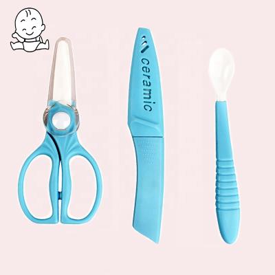 China Universal Cut Safe and Healthy BPA Free Food Grade Cutting Fruit Vegetable Meat Zirconia Sharp Blade Kitchen Knife Shears Baby Ceramic Scissors for sale