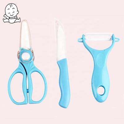 China Universal Cut Safe and Healthy BPA Free Food Grade Cutting Fruit Vegetable Meat Zirconia Sharp Blade Kitchen Knife Shears Baby Ceramic Scissors for sale