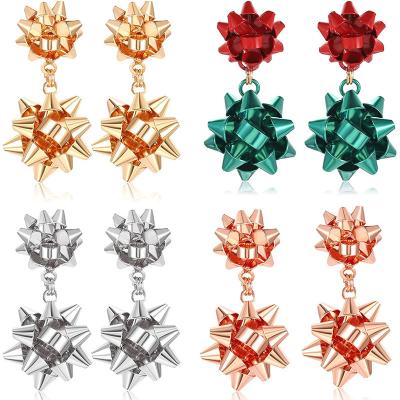 China GC220411 GC220411 SEASONAL CLASSIC Holiday Christmas Bow Earring For Women Red Green Festive Bow Drop Dangle Earring Studs Christmas Jewelry for sale