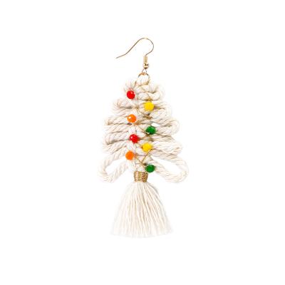 China Fashion Cotton Tassel Christmas Tree Tassel Earring Christmas Seasonal Classic Handmade Jewelry GC220416C for sale