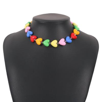 China 2023 New Trendy Trendy Trendy Heart Beads Necklace Big Heart Beads Hawwii Necklace Holiday Acrylic Jewelry GC220029 2023 for sale