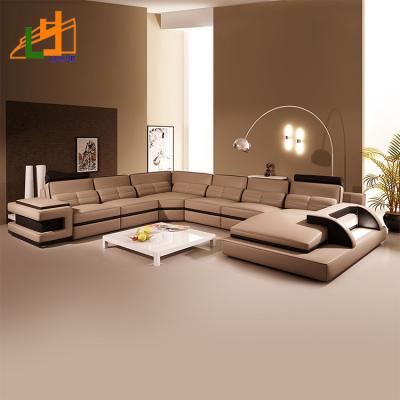 China L Shaped Corner Sofa Latest Design Leather Home Furniture Corner Sofa Headrest And Bookrack Genuine Modern Couch Sofa for sale