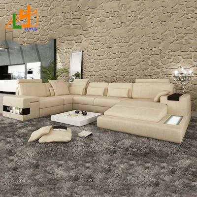 China Sofa Hot sale modern design corner sofa lamps and living room furniture u shape sofa 5 seater storage rooom genuine leather sofa set for sale