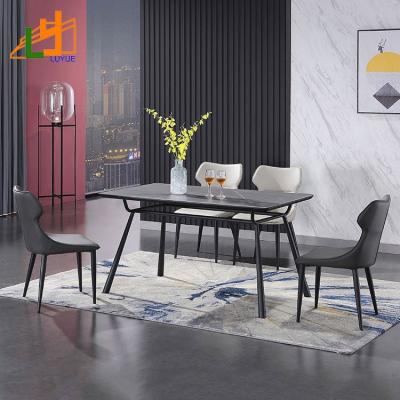 China (Other) (Other) Wholesale Adjustable Chipboard Stone Table Stainless Steel Adjustable Top Dining Table With Marble Top for sale