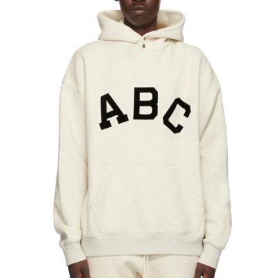 China Anti-wrinkle premium quality FEAR OF GOD ABC hoodie neck fleece hoodie hood silicone snap label flocked logo unisex hoodie for sale