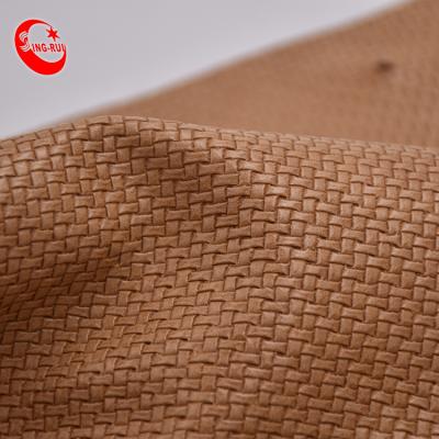 China PU Cotton Waterproof Synthetic Leather Weave Pattern Fabric for sale