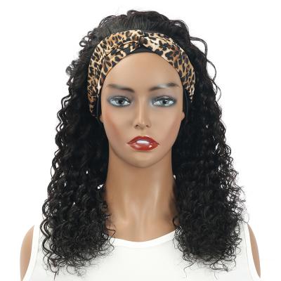 China Wholesale Deep Wave Lace Up Non Deep Wave Machine Made Remy Human Hair Headband Wig Cuticle Curly Aligned Headband Wigs For Black Women for sale