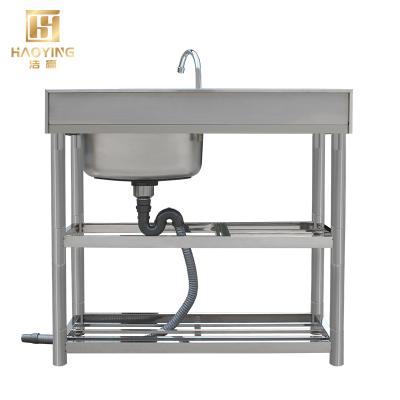 China With Faucet Stainless Steel Commercial Kitchen Sink For Restaurant Sink Outdoor Wash Heavy Duty Table With Wash Sink for sale