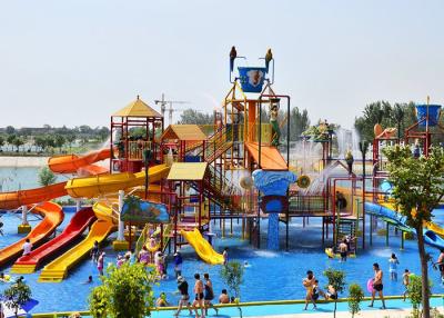 China Fiberglass Aqua Playground Outdoor / Indoor Water House With Spiral Slide for sale