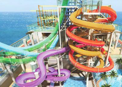 China Water Park Spiral Colorful Water Slide Safety Steel Bracket For Aqua Park for sale