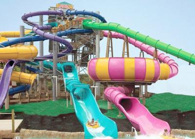 China Giant Swimming Pool Water Slides , FRP Outdoor Pool Slide 14.6m Platform For Adults for sale