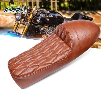 China Universal Black Motorcycle Retro Racepro Brown Cafe Racer Seat Hump Synthetic Leather For Honda Yamaha Suzuki Kawasaki for sale