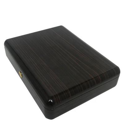 China OEM Handmade Black High Glossy General Solid Wood Gift Box for sale