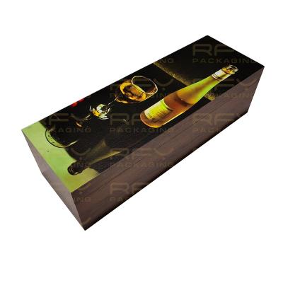 China Luxury Handmade Gift Packaging Glass Bottle Glass Wine Brand Wooden Wine Box for sale