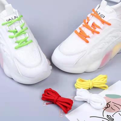 China Polyester Fashion Round Custom Laces Shoes Rainbow Color Laces For Round for sale