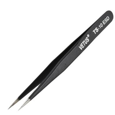 China Other High Antistatic Tweezers TS-10 ESD Black ESD Lab Tweezers / For Electronic ESD Pointed Tweezers Vetus Tweezers for sale