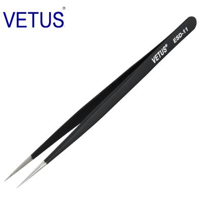 China Good Quality Vetus ESD-11 Antistatic Tweezers / ESD Antistatic Headed Stainless Steel Tweezers Safe Antistatic Tweezers for sale